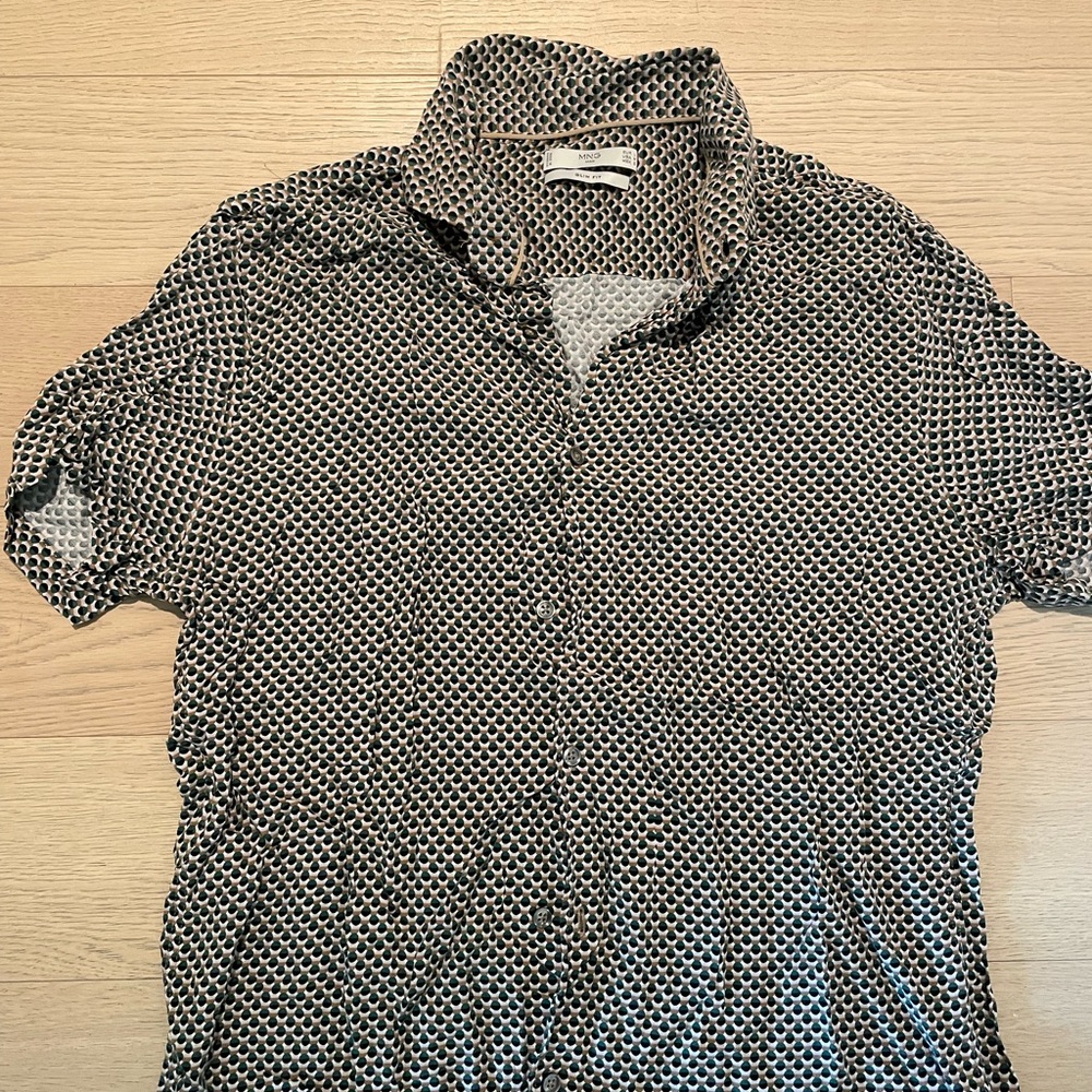 Mango Patterned Button Down Shirt-viscose